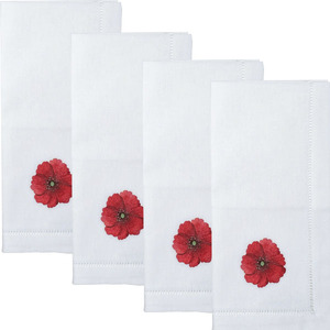 Ensemble de sets de table et de serviettes en coton brodé de haute qualité, motif pivoine rouge, pour la maison, le restaurant, le mariage, ensemble de sets de table et de serviettes de luxe - Product Image 2