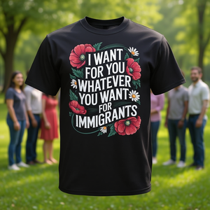 Camiseta con Estampado Floral para Apoyo a Inmigrantes y Refugiados, Personalizable para tu Organización, Disponible en Tallas Grandes para Uso Promocional - Product Image 3
