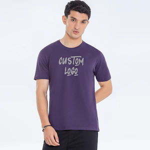 T-shirt à col rond de haute qualité OEM T-shirt violet en coton uni T-shirt unisexe T-shirts pour hommes T-shirts sérigraphiés personnalisés - Product Image 2