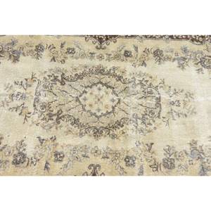 พรมขนสัตว์ตุรกีทำด้วยมือ6.8ft สีเบจสีน้ำตาล3.8 X แบบคลาสสิกการเย็บปะติดปะต่อกันการออกแบบสี่เหลี่ยมสำหรับห้องนั่งเล่นห้องนอนห้องโถงน้ำยาง - Product Image 5