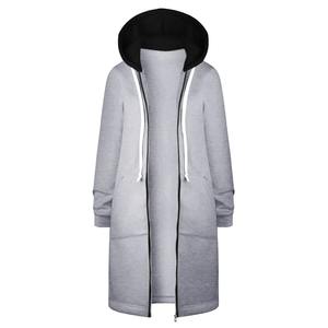 Vêtements quotidiens pour femmes Manteau à capuche à manches longues avec fermeture éclair sur les hanches Sweat-shirt droit All Match Vêtements pour l'hiver - Product Image 4