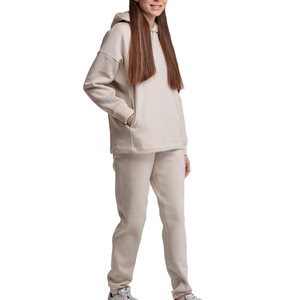 Ensemble de survêtement imprimé respirant deux pièces élégant et personnalisé pour femme, 100 % coton molletonné épais, longueur intégrale, hiver - Product Image 1