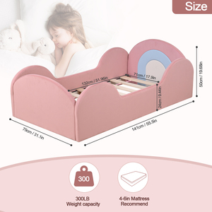 Lits pour tout-petits, cadres de lit jumeaux rembourrés pour enfants, lit pour enfant avec velours, lit pour bébé, cadre de lit pour tout-petit de 1 à 3 ans - Product Image 6