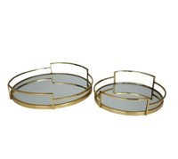Plateau miroir rond en métal de luxe contemporain Plateau brillant antique argenté de Noël pour la maison et la cuisine Plateau de Noël