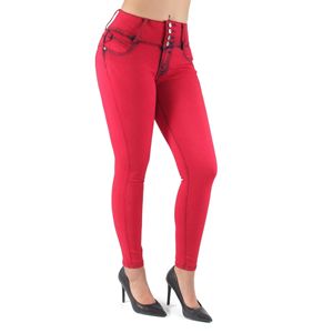 Women's Super-Stretch Mid Waist Skinny Flattering Fit Denim Jegging Trousers Embroidered Flat Front <b>Pants</b> Multiple Sizes Lengths - Product Image 1