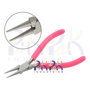 Alicates de punta con mango de PVC de doble hoja de mandíbula lisa de 130mm para junta de regazo para fabricación de joyas, manualidades DIY, prensado de agujas - Product Image 1