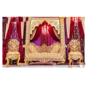 Ensemble de canapés lourds sculptés pour la scène musulmane Nikah Meubles de designer pour la scène musulmane Walima Ensemble de meubles de scène pour mariage musulman - Product Image 1