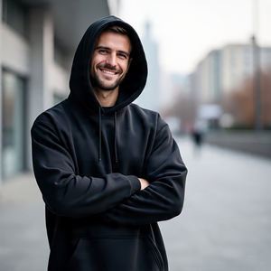 Sudaderas con capucha vintage de gran tamaño al por mayor sudaderas con capucha desgastadas lavadas con ácido personalizadas para hombres Sudadera con capucha recortada con dobladillo crudo - Product Image 4