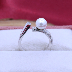 รูปแบบที่ไม่ซ้ำกันไข่มุกน้ำจืดกับลูกบาศก์เพทายแหวนเงินแข็งสำหรับผู้หญิง925เงินสเตอร์ลิงเครื่องประดับขายส่งผู้ผลิต - Product Image 1