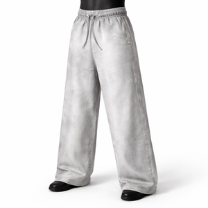 Pantalones de chándal anchos y holgados de algodón con forro polar para hombre, color gris lavado, estilo urbano, con logo personalizado - Product Image 3