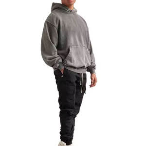 Sudadera gruesa pesada en blanco con hombros caídos para hombre 500 460 400 Gsm logotipo personalizado French Terry Heavyweight Sudadera con capucha de gran tamaño - Product Image 3