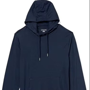 Sweat à capuche léger en coton mélangé pour homme bleu marine avec poche - Product Image 1