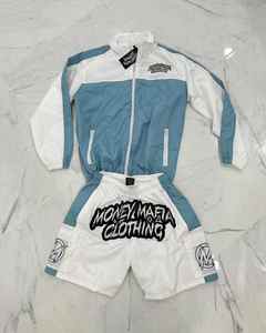 Custom Two Piece Windbreaker <b>Short</b> Jacket Set Patchwork <b>Zip</b> up Nylon Polyester Streetwear Tracksuit <b>Men</b> Windbreaker <b>Short</b> Set - Product Image 1