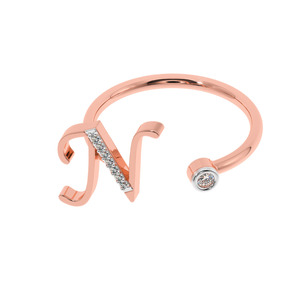 แหวนทอง14K/18K ปรับแต่งได้แหวนประดับเพชรชื่อตัวอักษร N แบบเฉพาะของขวัญแหวนเริ่มต้นอันโอชะสำหรับผู้หญิง - Product Image 6