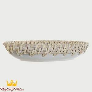 Plateau de service artisanal en rotin céramique 100 % naturel, design tendance, taille personnalisée, haute qualité, tressé à la main, écologique, fabrication vietnamienne pour la maison - Product Image 3