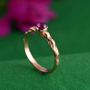 Exclusive DesignerBrass <b>Ring</b> Amethyst Boho Metal <b>Rings</b> Women 18k Gold Plated <b>Dainty</b> Minimalist Bamboo Band Wholesale/OEM/ODM - Product Image 3