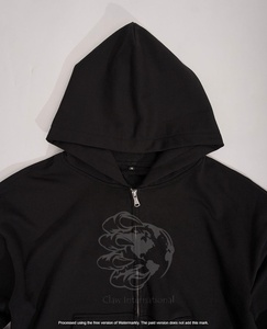 Sweat à capuche zippé personnalisé pour homme, design uni, haute qualité, 100 % coton, coupe régulière coupe-vent, 430g, style urbain, hiver - Product Image 5