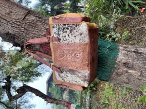 Bolso de mano de piel de vaca genuina de la mejor calidad, tallado Floral a mano, estilo occidental, hombro, bolso bohemio con cierre de doble cremallera - Product Image 3