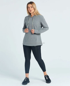 เสื้อมีฮู้ดแบบถักสีพื้นสำหรับผู้หญิงชุดเสื้อผ้าสำหรับผู้หญิงขนาดใหญ่พิเศษแบบรูดซิปครึ่งตัวสำหรับยิมฟิตเนสลำลอง - Product Image 1