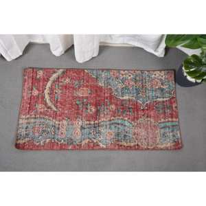 Alfombra turca Vintage de 17x33 pies, diseño de retales rojo y azul, tejido plano con respaldo de lana y látex para decoraciones de sala de estar - Product Image 2