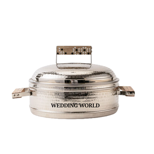 Marmite ronde en métal martelé, fait main, design de créateur, taille personnalisée, chauffe-plats décoratif de luxe en métal - Product Image 3