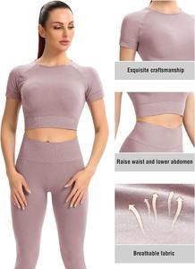 Ensemble de yoga sans couture personnalisé Leggings d'entraînement à séchage rapide-Prix de gros pour les amateurs de fitness et de gym - Product Image 3