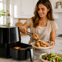 Friteuse à air de grande capacité 6L, friteuse électrique multifonctionnelle pour la maison, 1200W, commande tactile, corps en plastique, appareil de cuisson sans huile