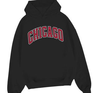 Sudadera con capucha negra con estampado de Chicago, ropa de calle de gran tamaño, de algodón suave jersey de lana, sudadera de invierno cálida informal con estilo, ventas - Product Image 5