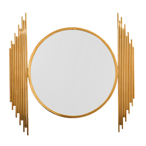 Espejo de pared de Metal dorado de alta demanda para dormitorio y sala de estar, espejo decorativo con forma de cápsula de diseñador recién llegado para Hotel - Product Image 5