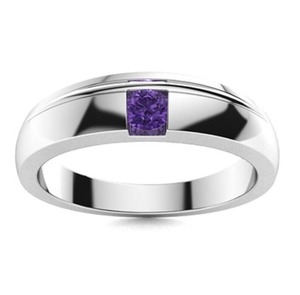 Regalo del Día de San Valentín Anillo de banda de amatista de Plata de Ley 925 para hombres Anillo de uso diario Anillo de calidad premium Regalo para novio - Product Image 2