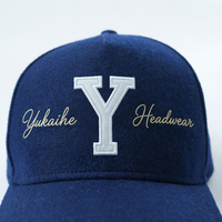 Casquette de baseball unisexe à 5 panneaux en feutre personnalisé avec logo brodé, casquette structurée en laine style « Dad Hat », vente en gros OEM