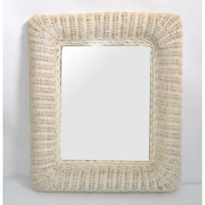 Espejo de mimbre para colgar en la pared, precio de fábrica al por mayor, para decoración del hogar, espejo de mimbre natural, diseño de espejo de cuerda de yute - Product Image 6
