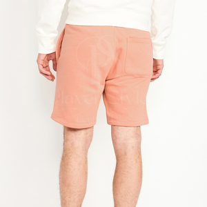 กางเกงขาสั้นวินเทจผ้าฝ้ายเฟรนช์เทอร์รี่สำหรับผู้ชาย เนื้อผ้าหนานุ่ม สีอ่อน เอวกลาง มีเชือกผูก ปิดด้วยเชือกผูก ทรงลำลอง สีพื้น ยับยาก - Product Image 5