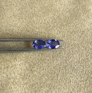 Pendientes de Tanzanita AA de Corte Ovalado de 7x5 mm, Gemas de 1 Quilate, Color Azul Púrpura Intenso, Naturales, Sueltas, Certificadas por Terceros, Par a Juego - Product Image 6