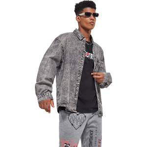 Veste en jean gris délavé décontractée de qualité supérieure, chemise en jean épaisse pour hommes, vente en gros - Product Image 4