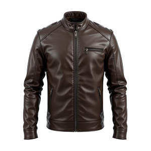 Chaqueta de Cuero para Hombre, Chaqueta de Cuero Genuino Marrón, Chaqueta de Motociclista Personalizada, Chaqueta de Cuero Puro para Hombre - Product Image 1