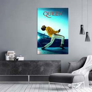 Modern Queen Live at Wembley <b>Poster</b> Black <b>Frame</b> Paper Material for Wall Decor - Product Image 2
