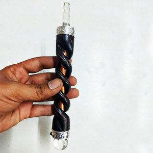Varitas curativas de madera de los siete chakras con cabujones de chakra, lápiz de cristal de la India con varilla de cobre - Product Image 1