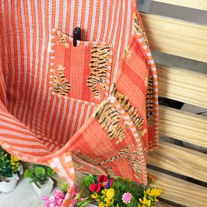 Tiger Print Kantha <b>Tote</b> Quilted Cotton Tiger <b>Tote</b> Orange Tiger Shoulder <b>Bag</b> - Product Image 4