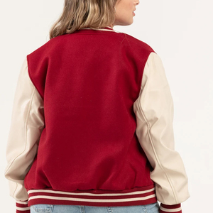 Vente en gros de veste universitaire pour femmes de haute qualité blouson de baseball surdimensionné veste élégante en laine et coton mélangés vêtements d'extérieur Letterman - Product Image 3