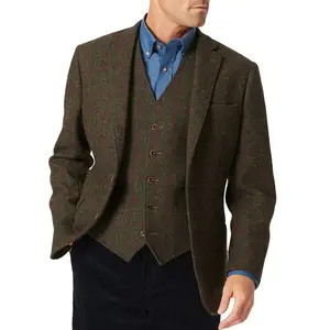 Giacca Casual Slim Fit di buona qualità moda Tweed per uomo vendita calda Plus Size giacche di Tweed calde da uomo