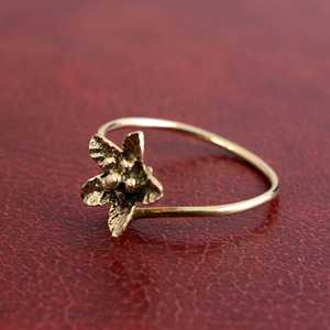 Boho Flower Brass <b>Ring</b> Gold Plated Natural Bedded <b>Open</b> Wholesale <b>Ring</b> - Product Image 3