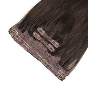 Pour les extensions de cheveux Halo # 2 mèches de cheveux humains Remy vietnamiens brun foncé, pré-collées, super double drawn - Product Image 3