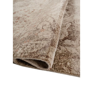 Far East Floral Hand Knotted <b>Wool</b> & Bamboo Silk Rug Large Area Esk-1574 for Bedroom Hallway Home Use Beige & <b>Brown</b> Rectangle - Product Image 2