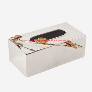 Superior Quality Rectangle Shape Metal Tissue <b>Box</b> Fabulous Design Table Centerpiece Tissue <b>Box</b> Napkin Holder With <b>Floral</b> Accent - Product Image 2