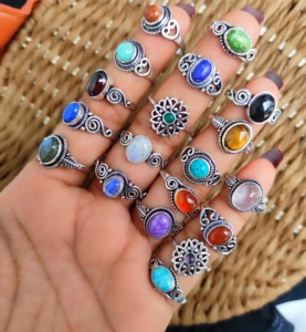 Anillos de moda al por mayor más vendidos, mezcla de piedras preciosas naturales, joyería de latón impermeable chapada en plata esterlina para fines de regalo 011 - Product Image 4