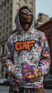 Sweat-shirts et pulls à capuche pour hommes GAF Designer 100% coton Longueur longue Motif délavé essentiel par les fabricants Sweat-shirts - Product Image 2