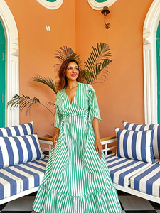 Pure Cotton Midi Bow <b>Dress</b> Floral & Solid <b>Pattern</b> Digital Indian Block Print Boho Colourful Summer Quirky Elegant Comfy Daywear - Product Image 3