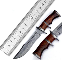 Couteau de chasse en acier damas fait main avec manche en bois Pakka gaine en cuir fin usage industriel extérieur couteau de survie en gros
