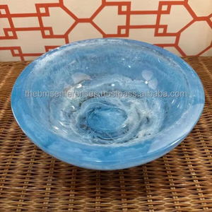 Bol épais en résine époxy avec motif de tourbillon bleu pour fruits et salades - Product Image 6